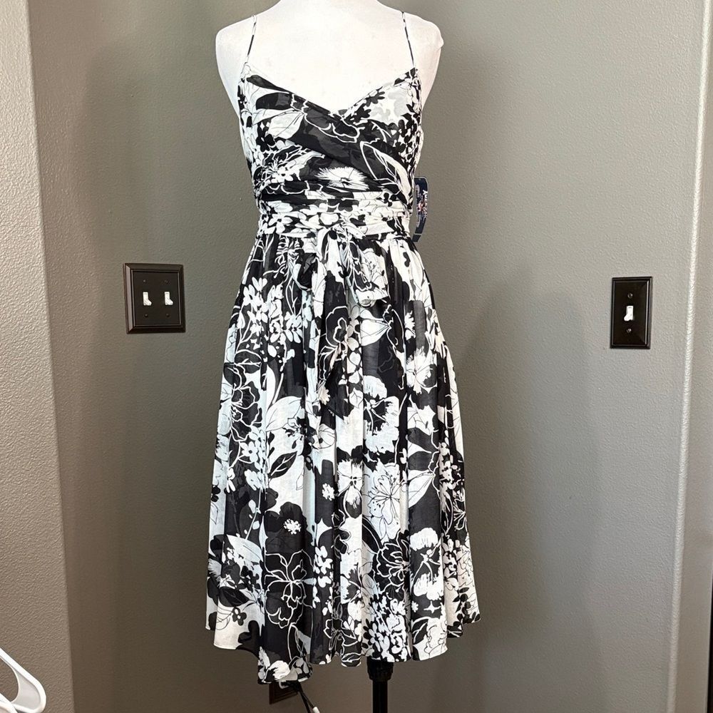 American Living Black and White Floral Midi Dress
